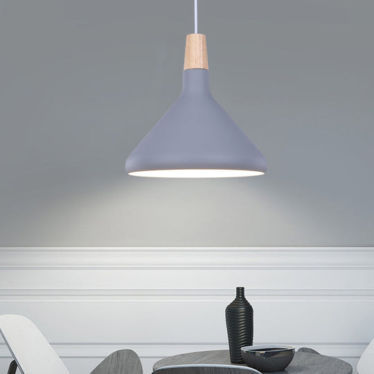 Macaron Aluminum Pendant Light - Flask Shape | Single Kitchen Dinette Drop Lamp In Gold/Blue/Pink &