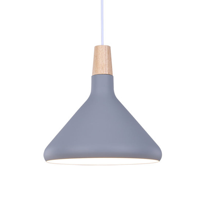 Macaron Aluminum Pendant Light - Flask Shape | Single Kitchen Dinette Drop Lamp In Gold/Blue/Pink &