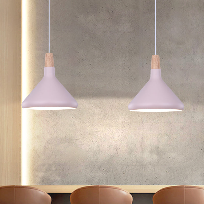 Macaron Aluminum Pendant Light - Flask Shape | Single Kitchen Dinette Drop Lamp In Gold/Blue/Pink &