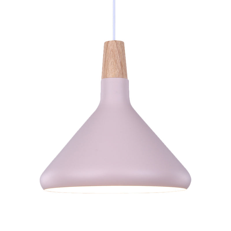 Macaron Aluminum Pendant Light - Flask Shape | Single Kitchen Dinette Drop Lamp In Gold/Blue/Pink &