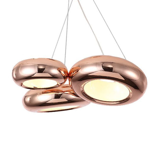 Modern Led Donut Iron Ceiling Lamp - 1/3/5 Lights Black/Rose Gold Chandelier Pendant Adjustable