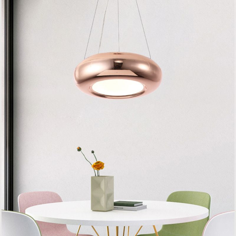 Modern Led Donut Iron Ceiling Lamp - 1/3/5 Lights Black/Rose Gold Chandelier Pendant Adjustable