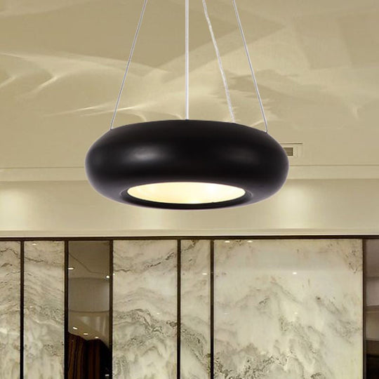 Modern Led Donut Iron Ceiling Lamp - 1/3/5 Lights Black/Rose Gold Chandelier Pendant Adjustable