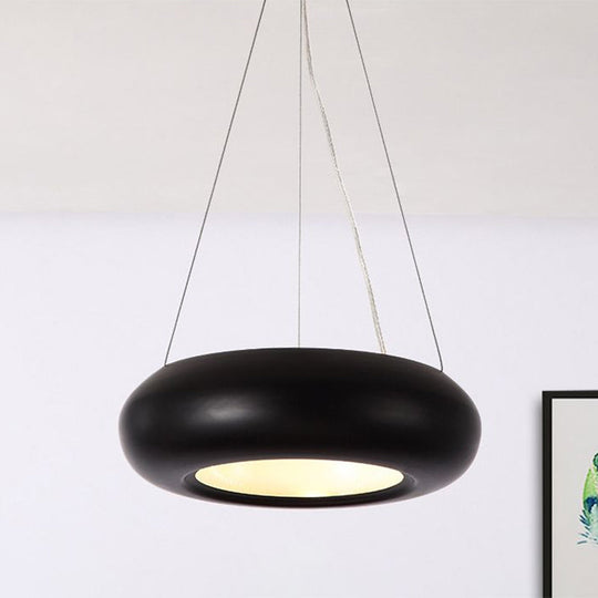 Modern Led Donut Iron Ceiling Lamp - 1/3/5 Lights Black/Rose Gold Chandelier Pendant Adjustable