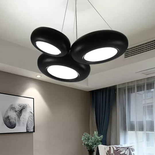 Modern Led Donut Iron Ceiling Lamp - 1/3/5 Lights Black/Rose Gold Chandelier Pendant Adjustable