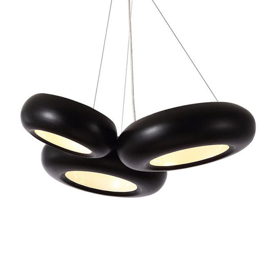 Modern Led Donut Iron Ceiling Lamp - 1/3/5 Lights Black/Rose Gold Chandelier Pendant Adjustable