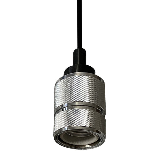 Retro Industrial Pendant Lighting - Metallic Open Bulb 1-Light Lamp in Black/Silver for Restaurants