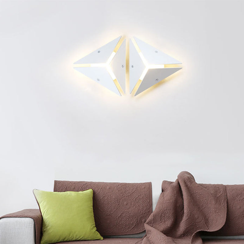 Modern Triangle Metal Wall Sconce Light In Gold/Black/White - Warm/White Led Ideal For Corridor