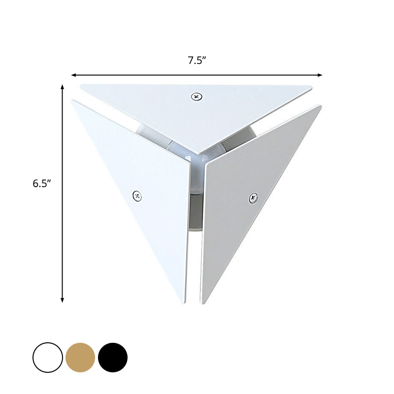 Modern Triangle Metal Wall Sconce Light In Gold/Black/White - Warm/White Led Ideal For Corridor