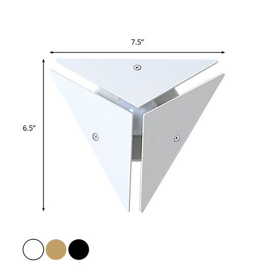 Modern Triangle Metal Wall Sconce Light In Gold/Black/White - Warm/White Led Ideal For Corridor