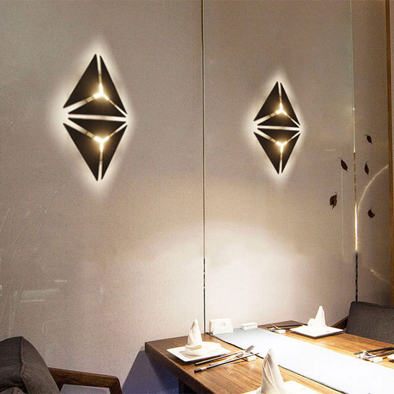 Modern Triangle Metal Wall Sconce Light In Gold/Black/White - Warm/White Led Ideal For Corridor