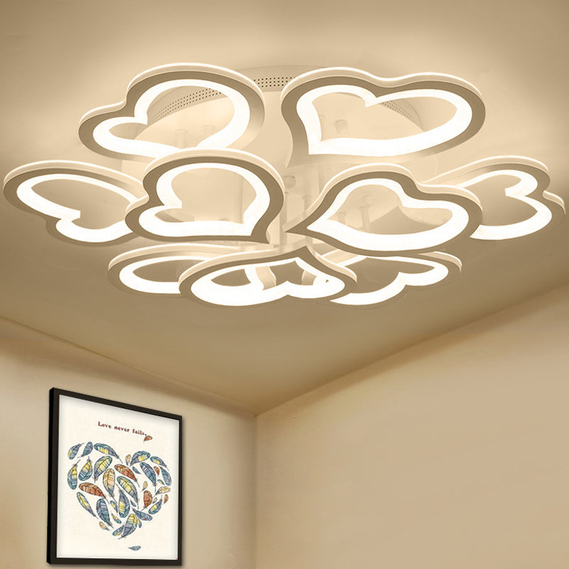 LED Loving-Heart Acrylic Ceiling Mount Light - Contemporary White Lamp for Game Room