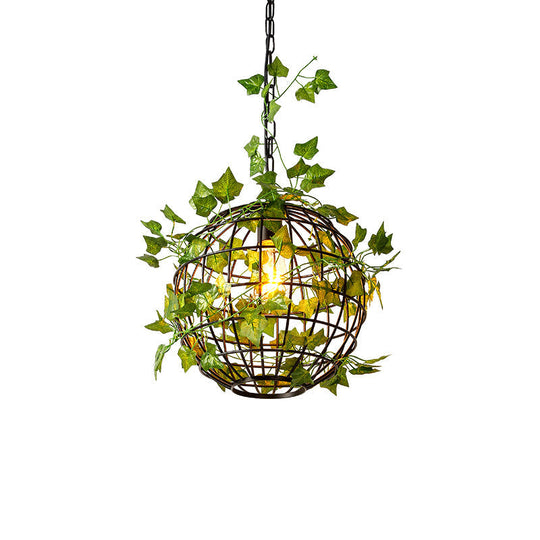 Modern Black Iron Ceiling Pendant Light with Colorful Art Vine Accents