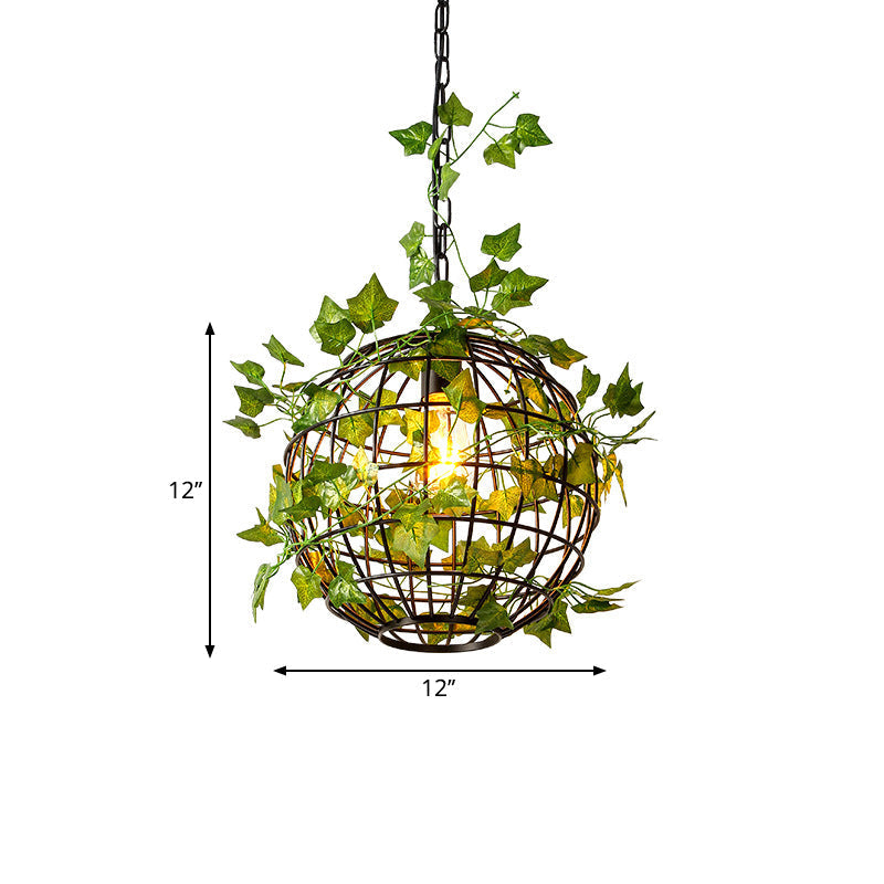 Modern Black Iron Ceiling Pendant Light with Colorful Art Vine Accents