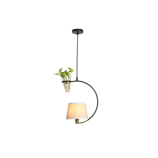 Rustic Pendant Light with Plant Pot and Oval/ Trapezoid Frame in Black - Perfect for Cafes