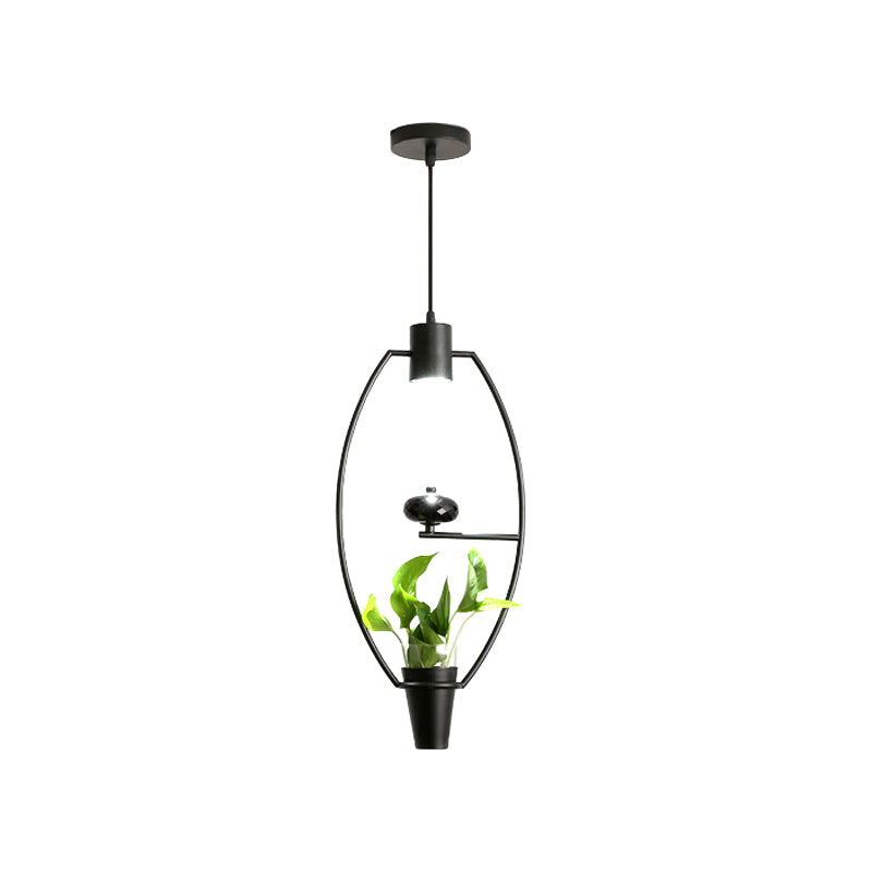 Modern Metal LED Pendant Light in Loft Black/Gold with Adjustable Shape for Dining Room and Plant Display