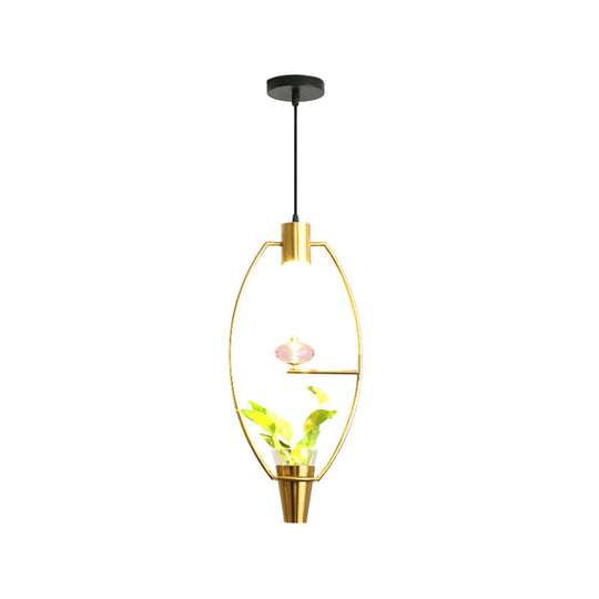 Modern Metal LED Pendant Light in Loft Black/Gold with Adjustable Shape for Dining Room and Plant Display