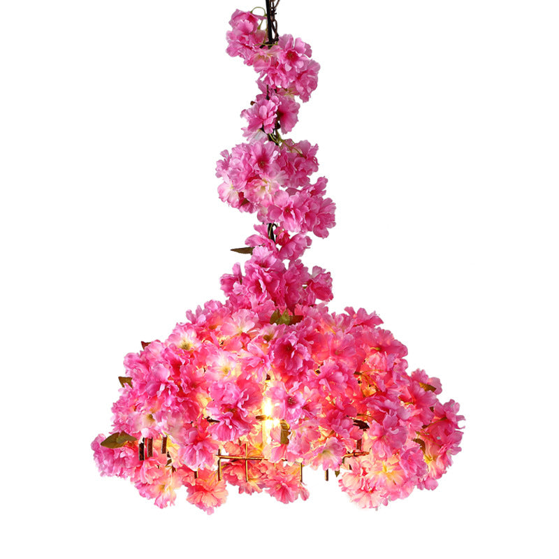 Metallic LED Pendant Light in Pink: Country Flower Blossom Style for Beer Bar Ceiling