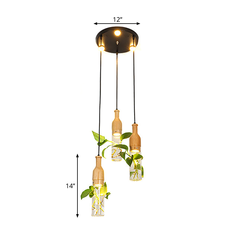 5-Light Clear Glass Cluster Pendant In Lodge Black: Modern Ceiling Light For Dining Room With