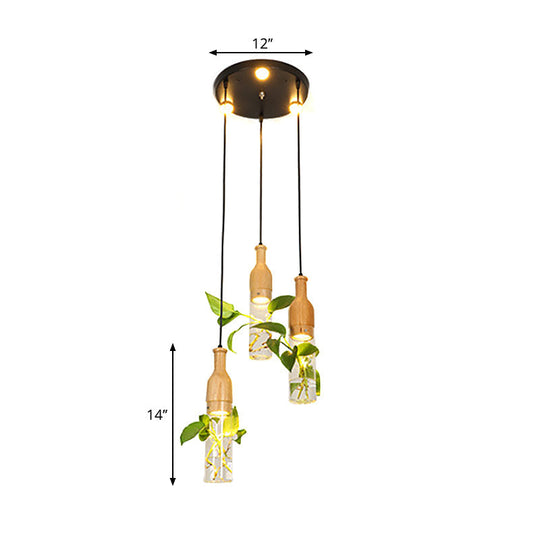 5-Light Clear Glass Cluster Pendant In Lodge Black: Modern Ceiling Light For Dining Room With