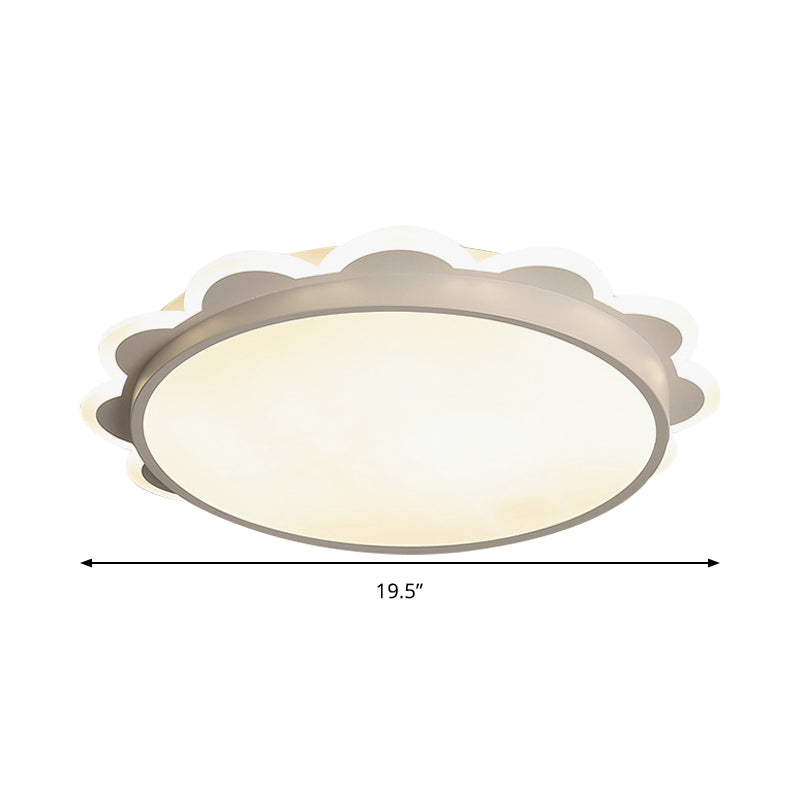 White Flat Flower Flush Ceiling Light: Simple Acrylic LED Lamp for Kid's Bedroom