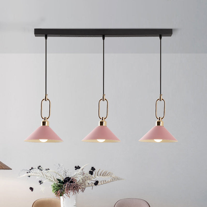 Colorful Cone Hanging Light Macaron Pendant Ceiling Lamp For Dining Table