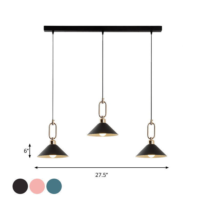 Colorful Cone Hanging Light Macaron Pendant Ceiling Lamp For Dining Table