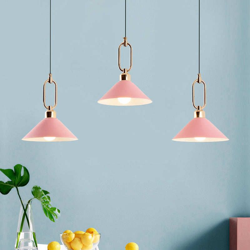 Colorful Cone Hanging Light Macaron Pendant Ceiling Lamp For Dining Table