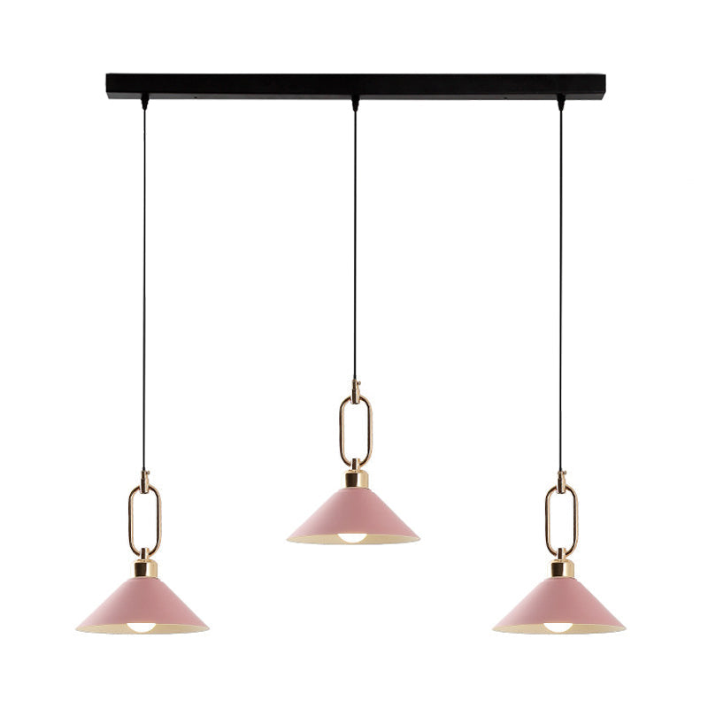 Colorful Cone Hanging Light Macaron Pendant Ceiling Lamp For Dining Table