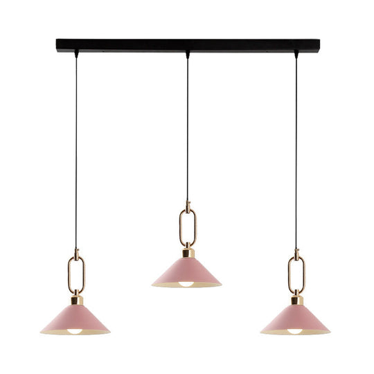 Colorful Cone Hanging Light Macaron Pendant Ceiling Lamp For Dining Table