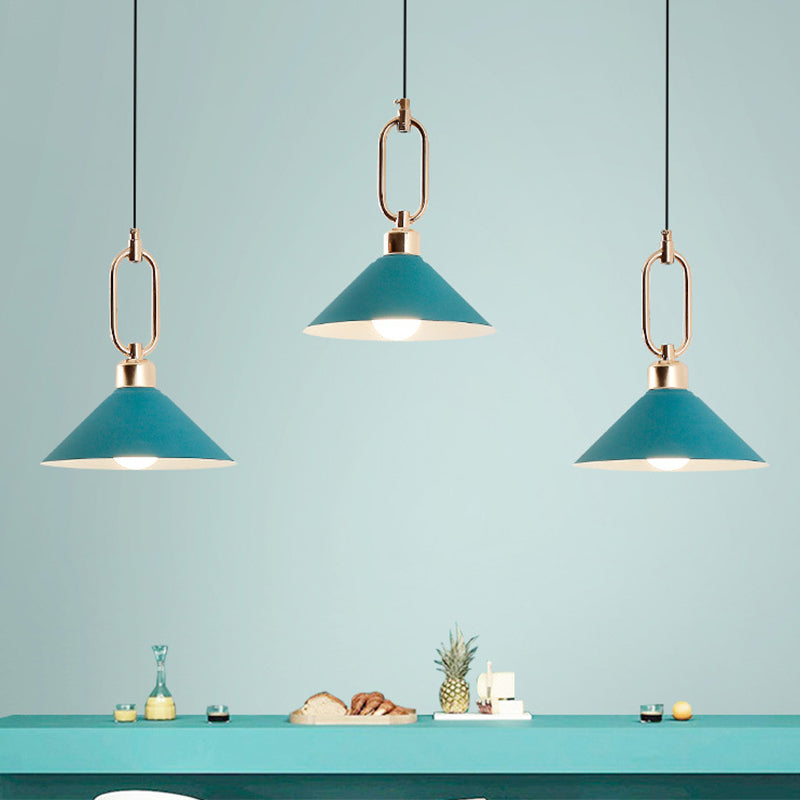 Colorful Cone Hanging Light Macaron Pendant Ceiling Lamp For Dining Table