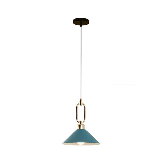 Colorful Cone Hanging Light Macaron Pendant Ceiling Lamp For Dining Table 1 / Blue