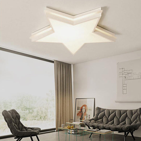 Kids Acrylic LED Flush Mount Ceiling Light in White for Boy's Bedroom - Slim Panel Star Design