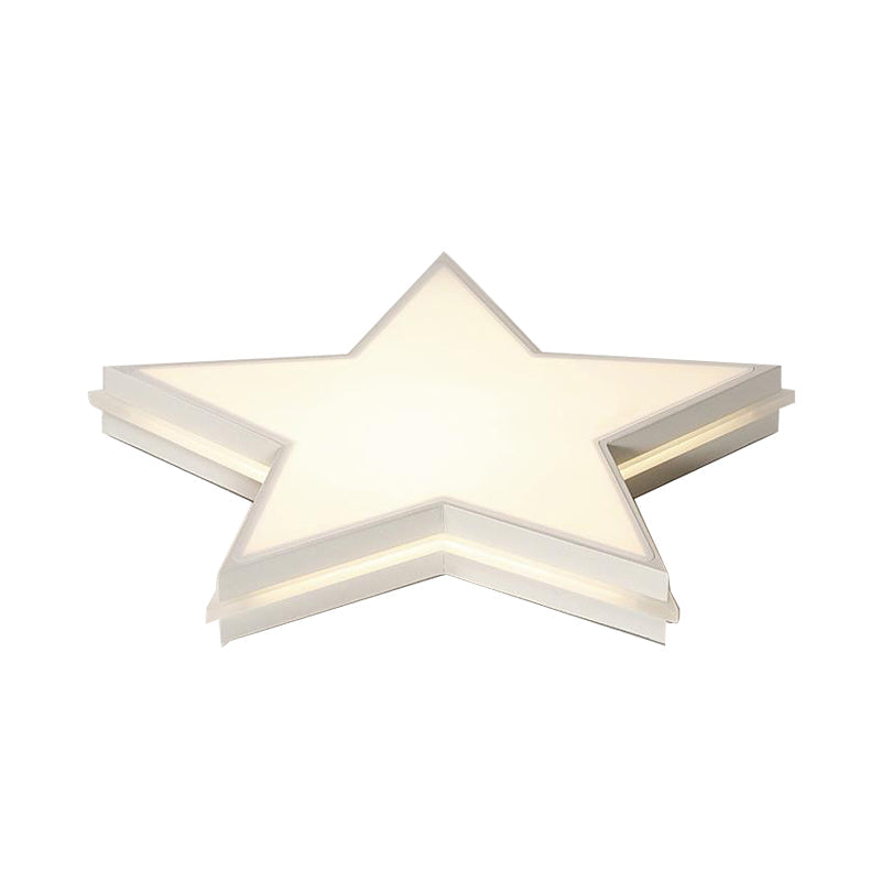 Kids Acrylic LED Flush Mount Ceiling Light in White for Boy's Bedroom - Slim Panel Star Design