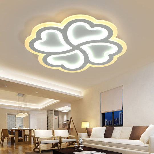 White LED Heart-Shaped Petal Ceiling Light for Kids' Bedroom