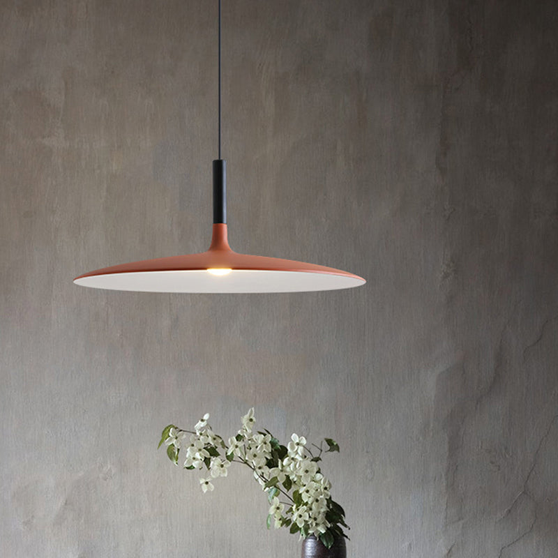 Aluminum Hanging Light: Nordic Design 1-Light Pendant For Dining Room - White/Orange/Grey