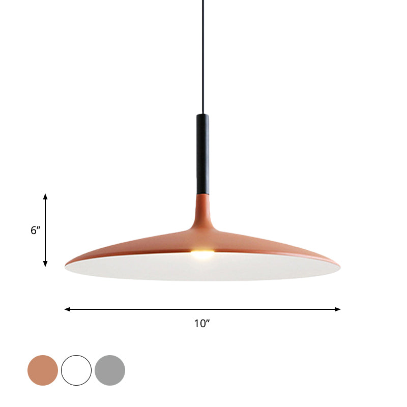 Aluminum Hanging Light: Nordic Design 1-Light Pendant For Dining Room - White/Orange/Grey