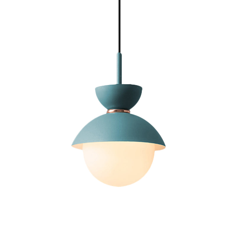 Opal Glass Hourglass Pendant Light With 1 Bulb - Ideal For Restaurants Available In Blue Pink And