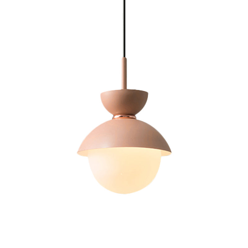 Opal Glass Hourglass Pendant Light With 1 Bulb - Ideal For Restaurants Available In Blue Pink And