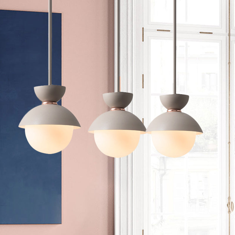 Opal Glass Hourglass Pendant Light With 1 Bulb - Ideal For Restaurants Available In Blue Pink And