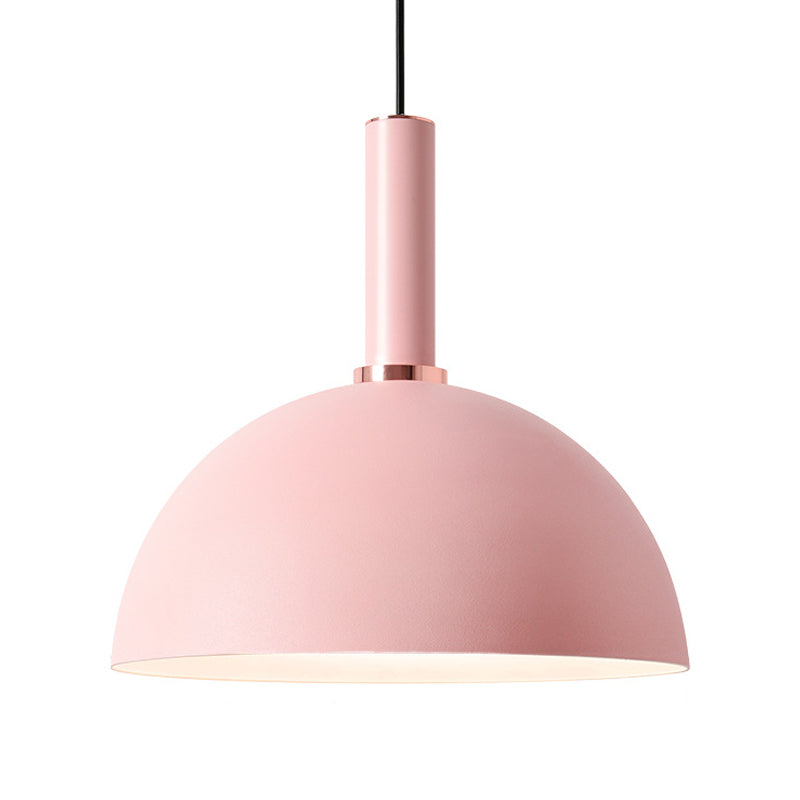 1-Light Pink/Blue Pendant Light With Aluminum Dome/Cone Drop Design Perfect For Restaurants