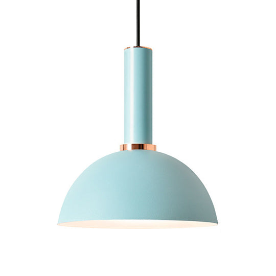 1-Light Pink/Blue Pendant Light With Aluminum Dome/Cone Drop Design Perfect For Restaurants