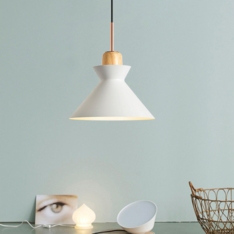 Macaron Pendant Lamp - 1-Light Pink/White/Black Cone/Bowl/Bell Hanging Ceiling Fixture With Iron