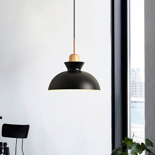 Macaron Pendant Lamp - 1-Light Pink/White/Black Cone/Bowl/Bell Hanging Ceiling Fixture With Iron