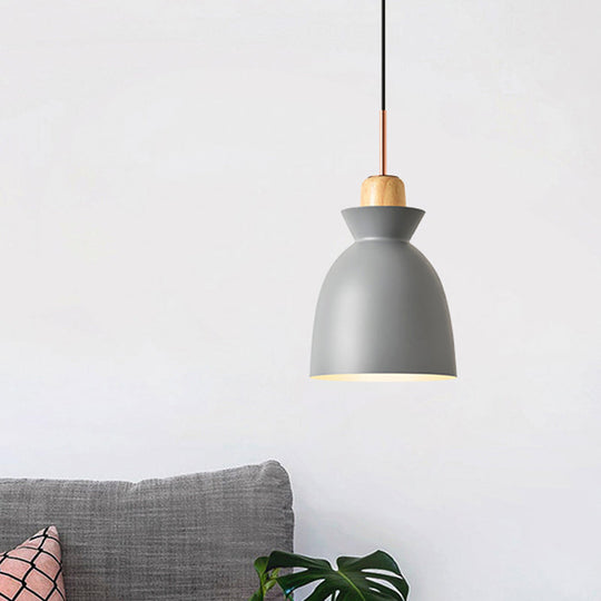 Macaron Pendant Lamp - 1-Light Pink/White/Black Cone/Bowl/Bell Hanging Ceiling Fixture With Iron