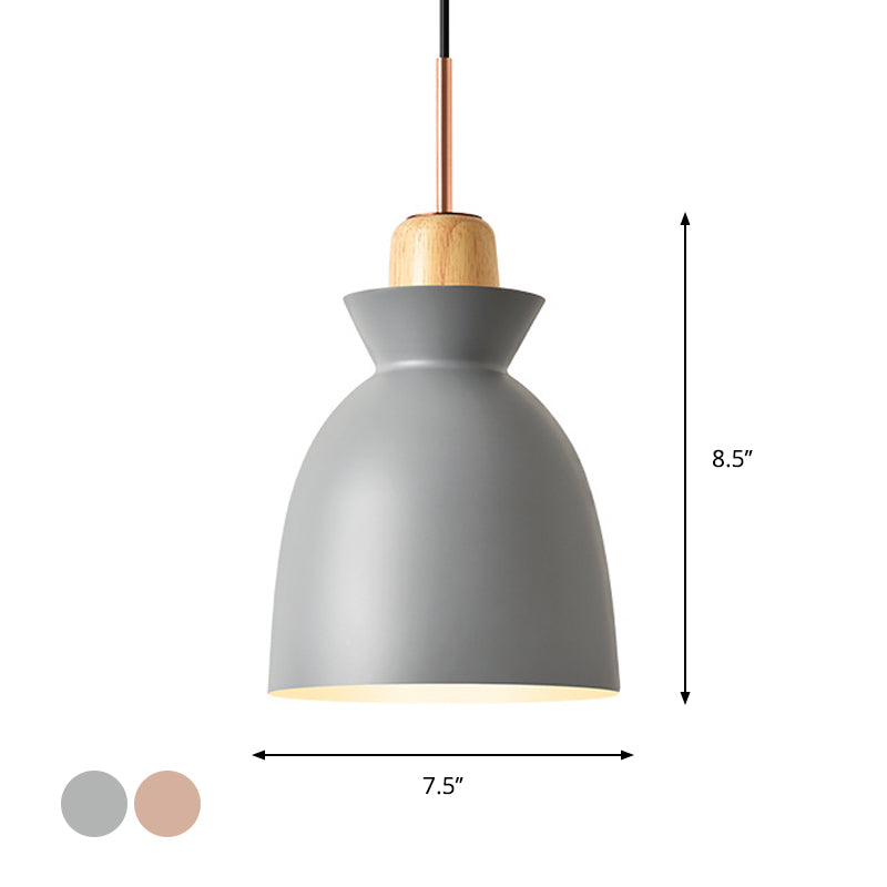 Macaron Pendant Lamp - 1-Light Pink/White/Black Cone/Bowl/Bell Hanging Ceiling Fixture With Iron