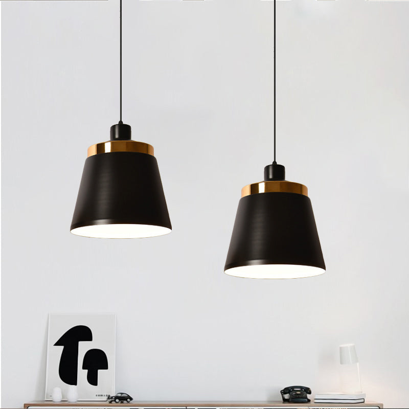 Macaron Aluminum Conical Pendant Light Fixture-1 Black/White Ceiling Lamp