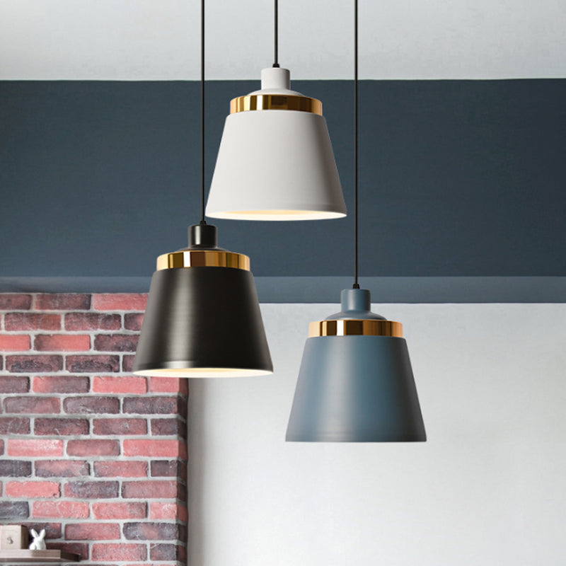 Macaron Aluminum Conical Pendant Light Fixture-1 Black/White Ceiling Lamp