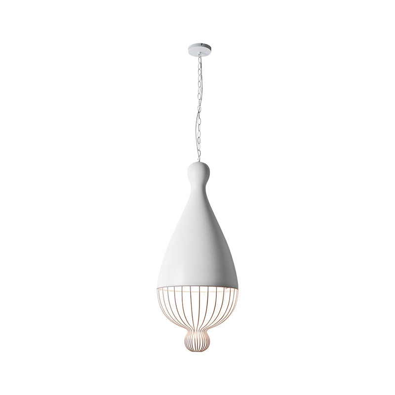 Macaron Inverted Balloon Pendant Light With Wire Cage And 1 Head In Grey/Pink/Blue