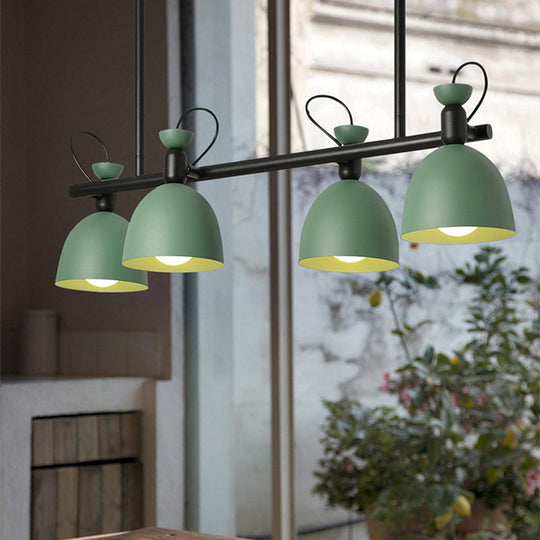 Swivelable Macaron Island Pendant In Grey/Blue/Green For Dining Room With 4/6 Bulbs